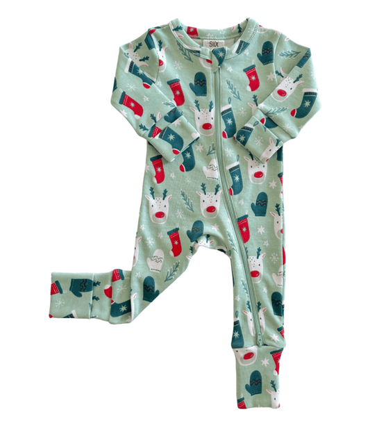 Reindeer / Organic 2 - Way Zip Romper - Tiny Tots Boutique