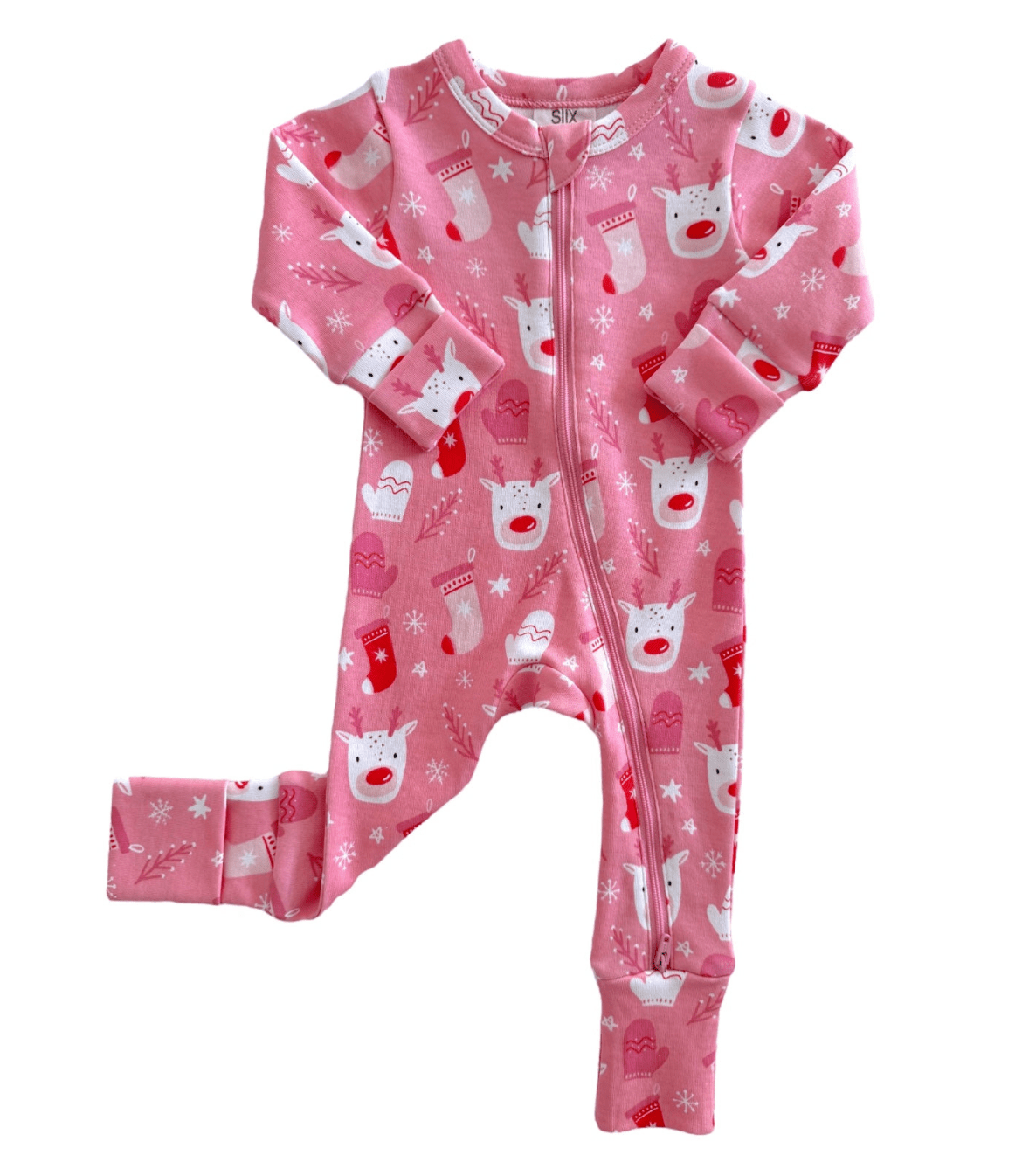 Reindeer Pink / Organic 2 - Way Zip Romper - Tiny Tots Boutique