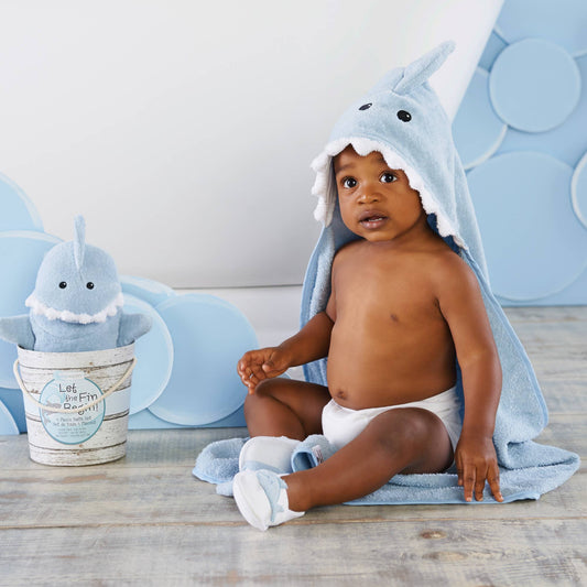 Shark 4 Piece Bath Baby Gift Set (Personalization available) - Tiny Tots Boutique