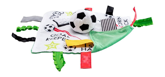 Soccer Ball Baby Learning Lovey Tag Stroller Toy 10" x 10" - Tiny Tots Boutique