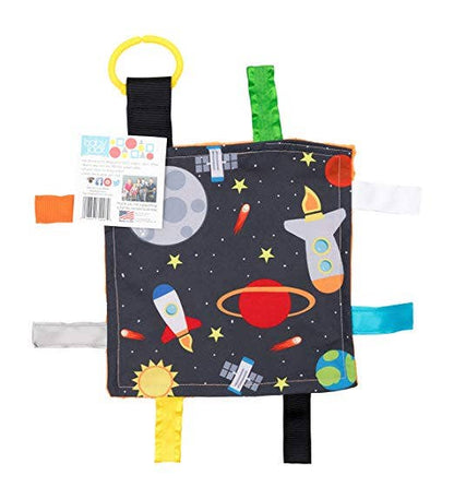 Space Rockets Crinkle Tag Square 8x8 Baby Teach @ Home Toy - Tiny Tots Boutique