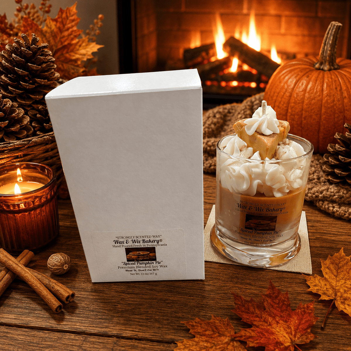 Spiced Pumpkin Pie Candle. 13 oz. Large Soy Dessert Candle - Tiny Tots Boutique