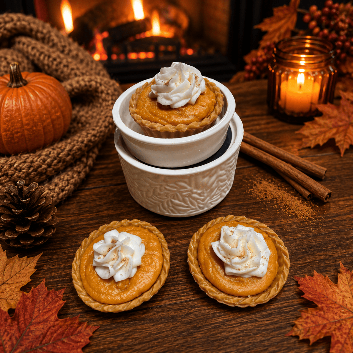 Spiced Pumpkin Pie Wax Melts. 5 oz. 2 Full Mini Pies - Tiny Tots Boutique