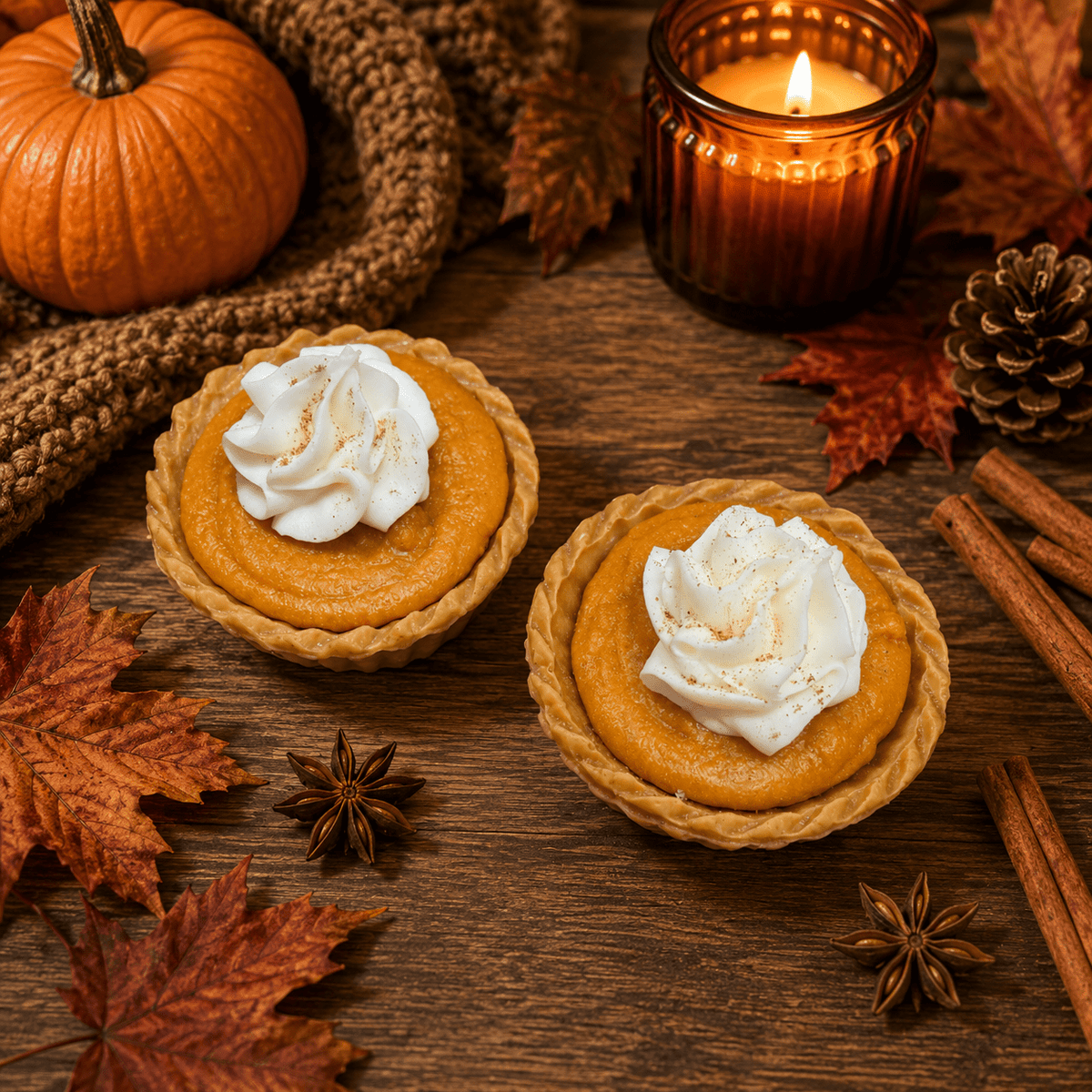 Spiced Pumpkin Pie Wax Melts. 5 oz. 2 Full Mini Pies - Tiny Tots Boutique