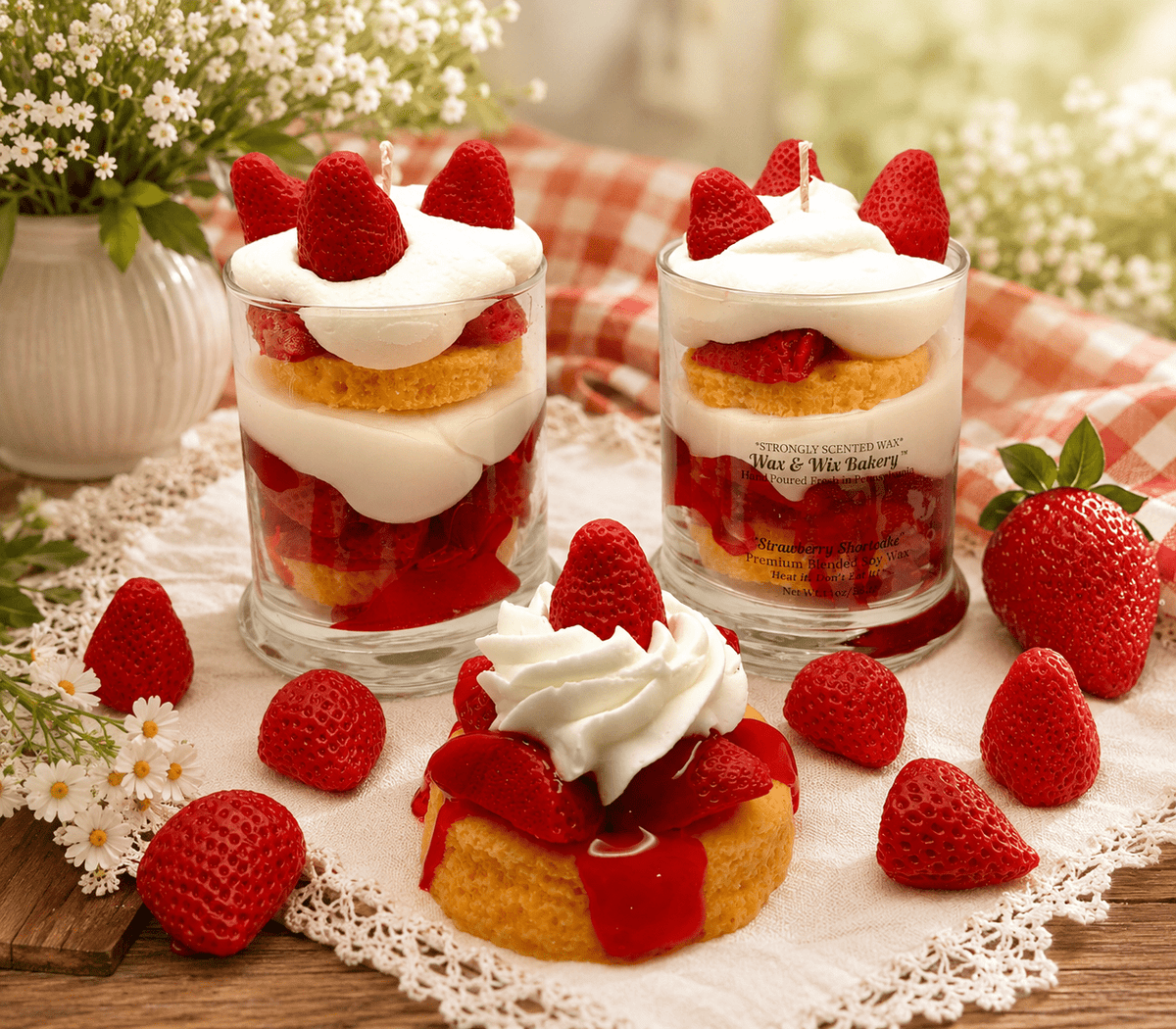 Strawberry Shortcake Soy Candle - Custom Engraving Available - Tiny Tots Boutique