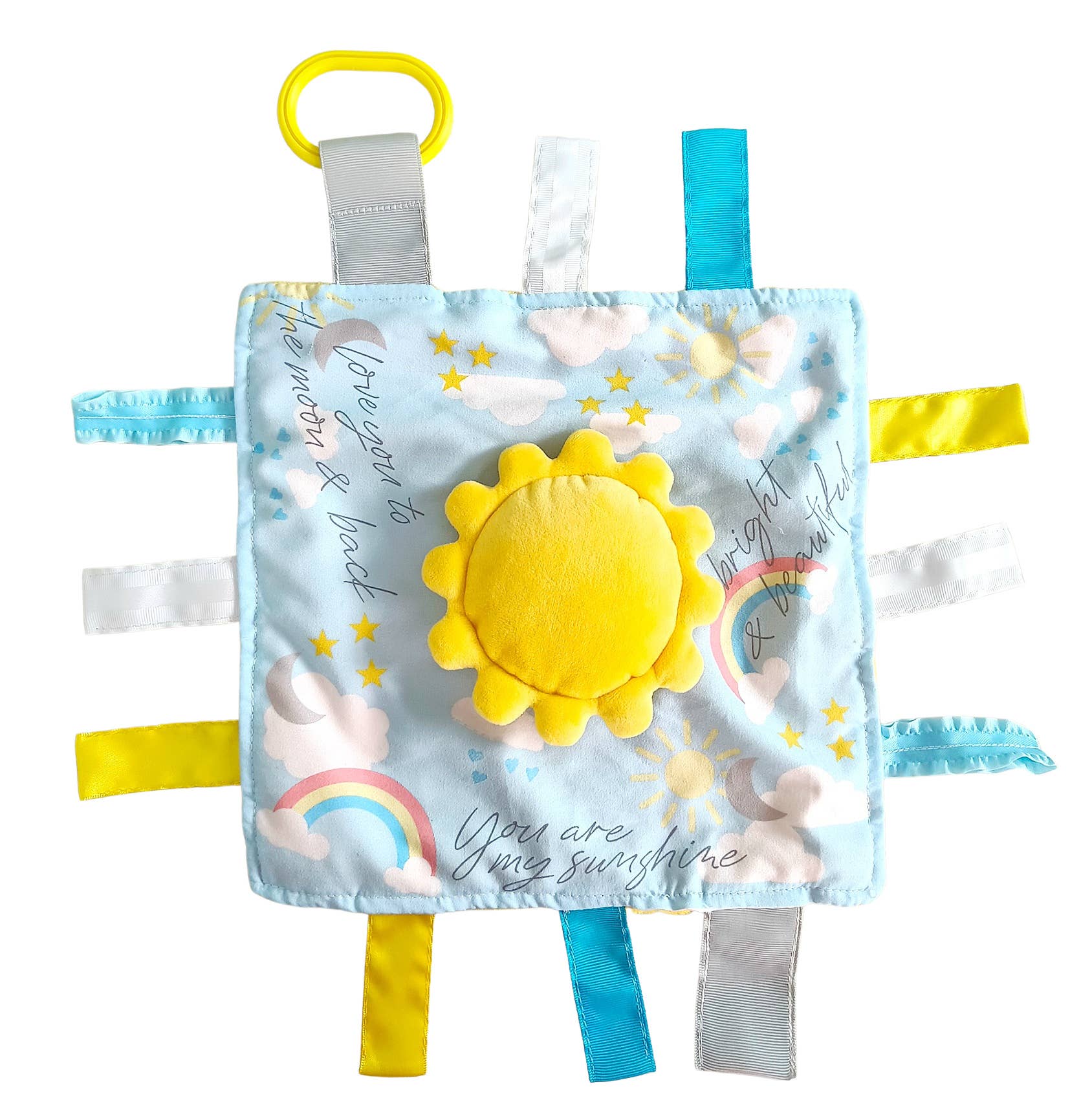 Sunshine Rainbow Baby Weather Lovey Tag Toy Comfort Soother - Tiny Tots Boutique