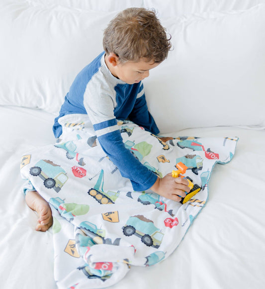 Toddler Minky Blanket - Construction Trucks - Tiny Tots Boutique