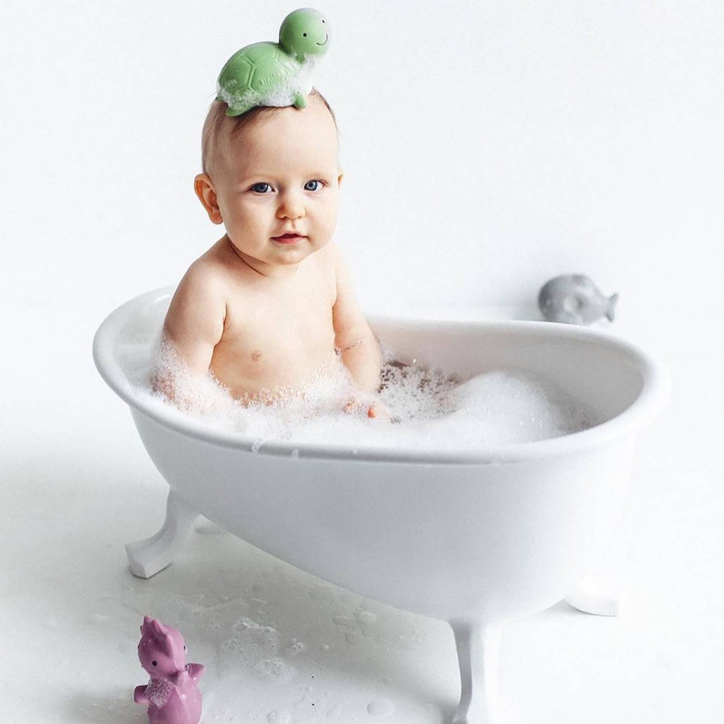 Turtle Natural Organic Rubber Teether, Rattle & Bath Toy - Tiny Tots Boutique