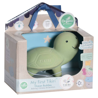 Turtle Natural Organic Rubber Teether, Rattle & Bath Toy - Tiny Tots Boutique