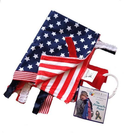 USA Flag Military Taggy Comfort Blanket Lovey 14" x 18 - Tiny Tots Boutique
