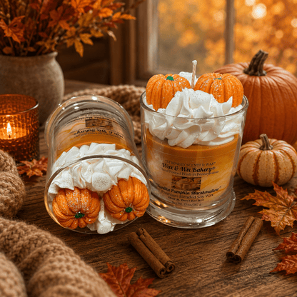 Vanilla Pumpkin Marshmallow Candle. 13 oz. Dessert Candle - Tiny Tots Boutique