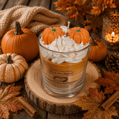Vanilla Pumpkin Marshmallow Candle. 13 oz. Dessert Candle - Tiny Tots Boutique