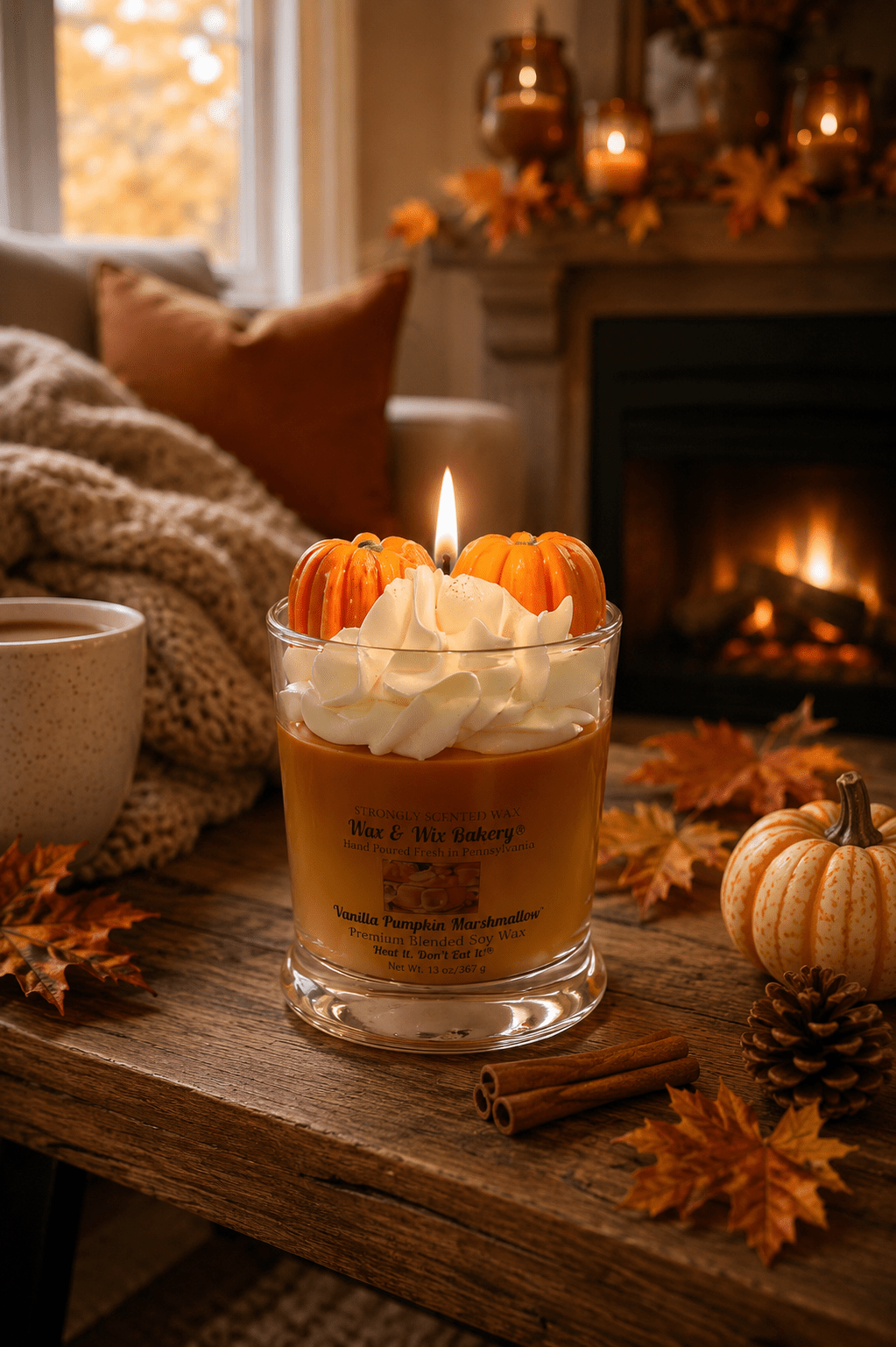 Vanilla Pumpkin Marshmallow Candle. 13 oz. Dessert Candle - Tiny Tots Boutique