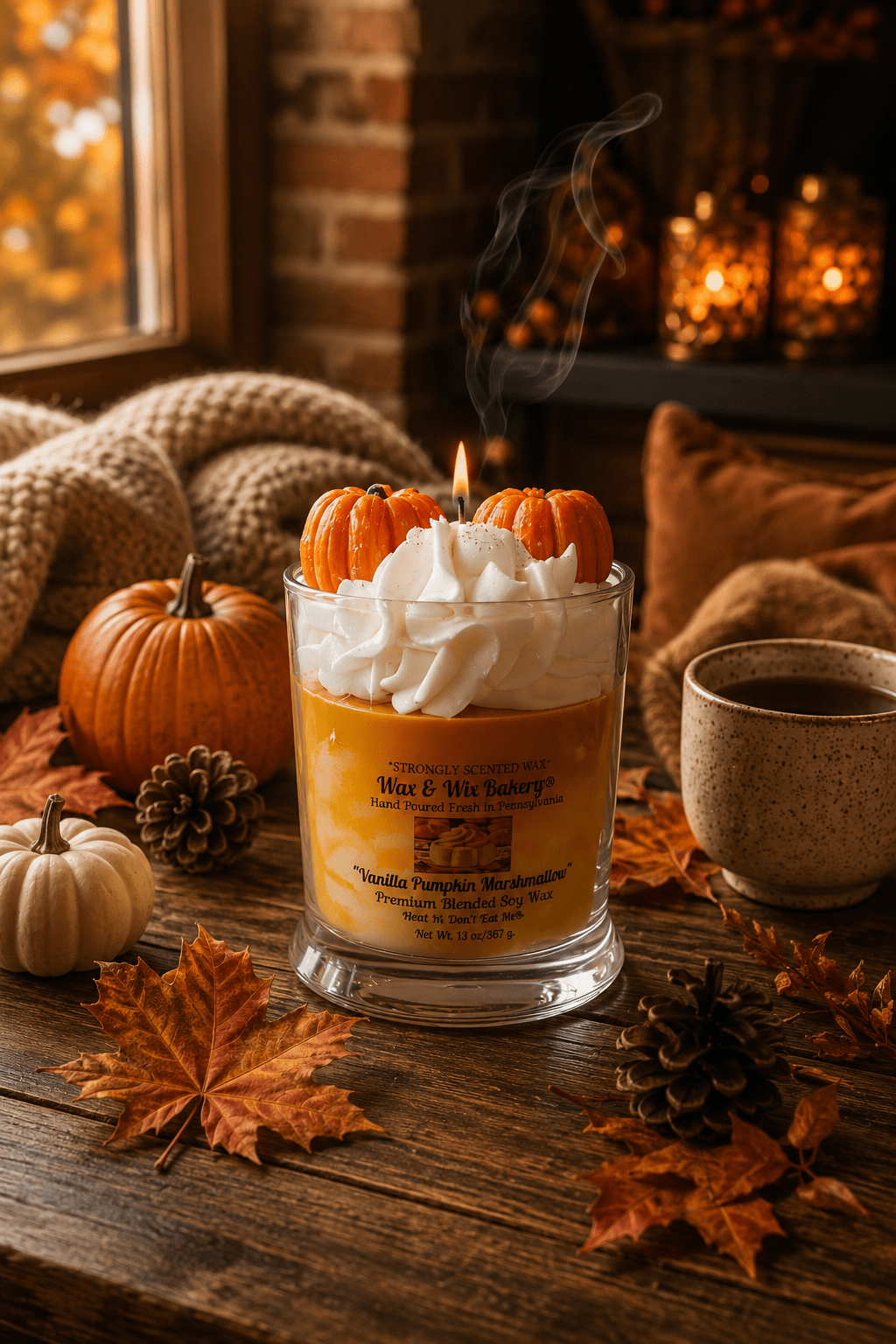 Vanilla Pumpkin Marshmallow Candle. 13 oz. Dessert Candle - Tiny Tots Boutique