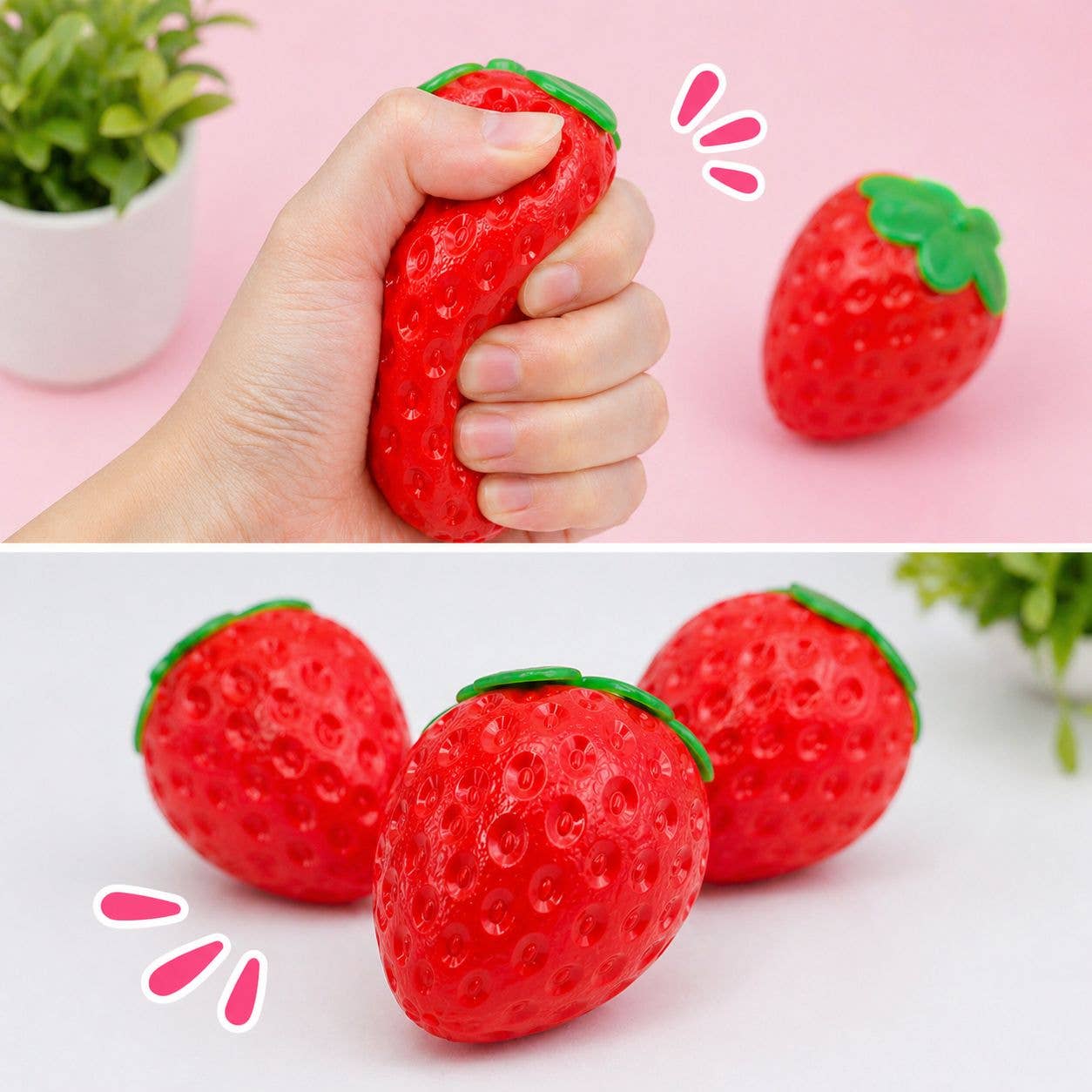 Viral Strawberry Squishy – Soft & Stretchy Stress Toy - Tiny Tots Boutique