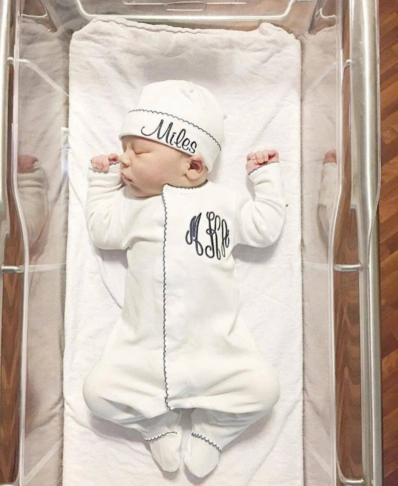White w/Navy Trim - Tiny Tots Boutique