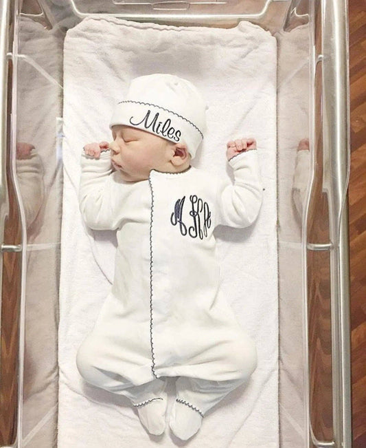 White w/Navy Trim - Tiny Tots Boutique