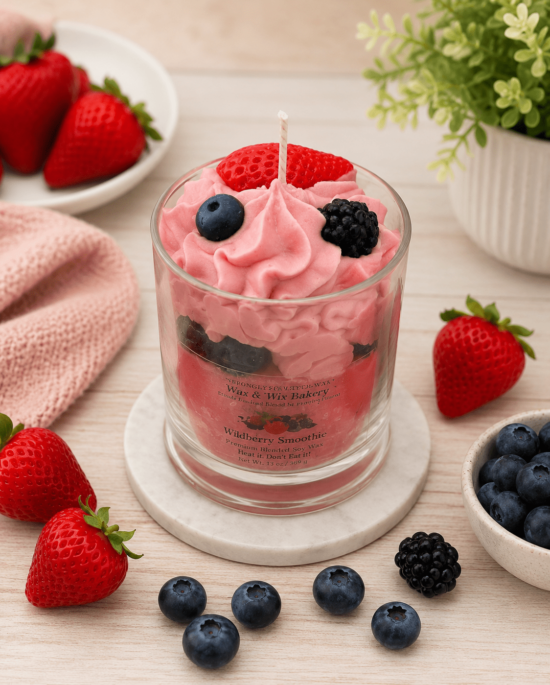 Wildberry Smoothie Candle. 13 oz. Large Dessert Candle - Tiny Tots Boutique